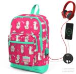 Coral High Ghiozdan cu 4 compartimente, Coral High, cu USB, model alpaca