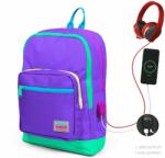 Coral High Ghiozdan cu 4 compartimente, Coral High, cu USB, mov