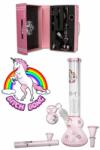 Black Leaf Bong din sticla Bitch Unicorn 4 Percolatoare in cutie roz 30cm