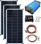Solartronics Szigetüzemű napelem rendszer 3x100W napelem + 1000W szinusz inverter + töltésvezérlő 30A (SET3x100)
