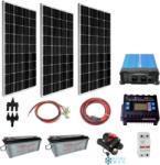  Szigetüzemű napelem rendszer 3x170 watt monokristályos szett + 1500w szinusz Inverter + 40A töltésvezérlő (SOL-170-SZ-INV15)