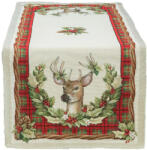Kert és Otthonbolt Szarvasos, karácsonyi kockás gépi gobelin asztali futó, 44 x 140 cm (R128344X140)