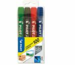 Pilot Set 4 markere permanente Pilot P100 diverse culori 1.00 mm varf rotund (PSCA-100-SET4)