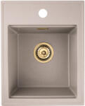 SINK Quality Mosogató Minőségi Ferrum Új 4050, 1 kamrás gránit mosogató 400x500x185 mm + arany szifon, bézs, SKQ-FER. 4050. B. XG (SKQ-FER.4050.B.XG)