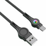 Foneng X59 USB to USB-C cable, LED, 3A, 1m (black) (X59 Type-C) - pepita