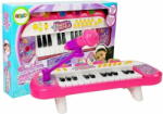  Lean-toys Billentyűzet Pianinko 24 billentyűs USB mikrofon rózsaszínű
