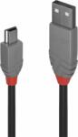 Lindy Anthra Line USB-A apa - Mini USB-B apa 2.0 Adat és töltő kábel - Fekete (3m) (36724)