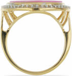  Arannyal Bevont Ezüst Gyűrű Rózsaszínű Gyöngyházzal és Fehér Topá (Y48232/62)