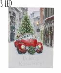 Yala Design Karácsonyi 3 LED-es vászonkép, piros VW bogár karácsonyfával (218103)