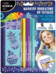 DERFORM Tetováló filckészlet, 3 db filctoll (lila, türkiz, arany) sablonokkal, Kidea (DFM-MTASKA)