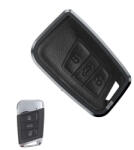 Skoda 3 gombos smart kulcs alumínium+bőr tok (LVW051)