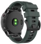 gigapack Pótszíj (egyedi méret, 26 mm, szilikon, állítható, fekete csat, QuickFit csatlakozás) SÖTÉTZÖLD / FEKETE Garmin Fenix 6X Pro, Garmin Fenix 6X Pro Sapphire, Garmin Fenix 5X, Garmin Fenix 6X, (GP-149200