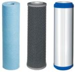 FILTRO Set complet, polipropilena cu BACinix, carbune bloc cu ioni de argint si carbune granular cu KDF si dedurizare, 3 cartuse clasice 10″ (FL-SET3-COMPLET) Filtru de apa bucatarie si accesorii