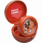 Pufo Ceas de masa pentru copii Pufo Ball, in forma de minge de baschet, cu loc pentru fotografie, portocaliu