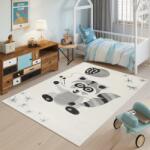 Tapiso Szürke színű, gyerekszoba szőnyeg, állatkával (TAP__H321A WHITE/DARK GRAY HAPPY FBA)