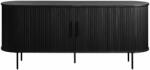 Unique Furniture Черен нисък скрин в дъбов декор с плъзгащи се врати 76x180 cm Nola - Unique Furniture (48284642)