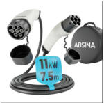 Absina 11kW, 16A, 3 fázisú, 7.5m elektromos autó töltőkábel (ABK-11-16A-3F-7-5M)