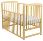 BabyNeeds - Patut din lemn Ola 120x60 cm, Cu laterala culisanta, Din lemn de pin, Stabil si rezistent, Inaltime saltea reglabila (BOOLA03NT)