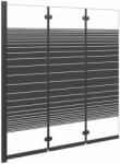 vidaXL 3 paneles fekete esg összecsukható zuhanyparaván 130 x 130 cm (151864)