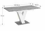 WM-Meble Masiv bővíthető étkezőasztal 4-6 személyes beton/magasfényű fehér (SAJPR5905279910973F)