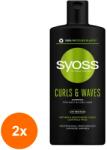 Syoss Set 2 x Sampon Syoss Curls & Waves, pentru Par Carliontat / Ondulat, 440 ml