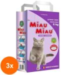 Miau Miau Set 3 x Asternut Igienic pentru Pisici Miau-Miau, Lavanda, Bentonita 6 Kg (ROC-3xMAG1016309TS)