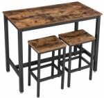 VASAGLE Rusztikus magas asztal 2 bárszékkel 120 x 60 x 90 cm (LBT15X)