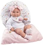 Llorens Llorens: 38cm-es újszülött lány baba rózsaszín hálózsákkal (73801) - innotechshop