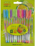 School Art Supplies csillámos zseléstoll készlet, 1 mm, kupakos, illatosított, szivárvány színű tintával, 12 db/készlet (CZTHA334)