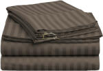 HomePuls Cearsaf de pat cu elastic Damasc Bumbac 100% dunga 1 cm, 130x250 cm pentru saltea 80x200 cm, Maro