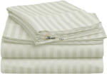 HomePuls Cearsaf de pat cu elastic Damasc Bumbac 100% dunga 1 cm, 130x250 cm pentru saltea 80x200 cm, Crem Deschis
