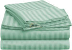 HomePuls Cearsaf de pat cu elastic Damasc Bumbac 100% dunga 1 cm, 130x250 cm pentru saltea 80x200 cm, Verde Mint