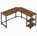 VASAGLE Sarok íróasztal polcokkal, rusztikus barna 138x138x76cm (LWD72X)