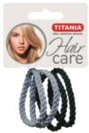 Titania Elastice pentru păr, împletite, 4.5 cm, 4 buc. , negru și gri - Titania 4 buc