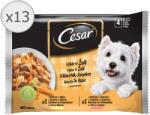 Cesar nedves kutyaeledel, választék: aszpikos, csirke és marhahús, 13x4x100g