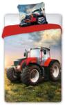 Faro Traktor rosu, set lenjerie de pat single, 140x200 cm Lenjerii de pat bebelusi‎, patura bebelusi
