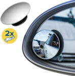 Techsuit - Holttér autós tükör (2 csomag) - Teljes nézet, Kerek forma Vízálló ragasztóval - Fekete (KF232578)