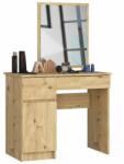 Akord Furniture Factory Masa de toaleta/machiaj, 2 sertare stanga, cu oglinda, dulap, stejar artisan, 90x50x77/142 cm (210420-AK) - artool
