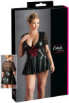 Cottelli Collection Plus Size - fényes ruha piros fűzővel (fekete) (27152011061) - sexshopcenter