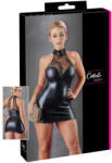 Cottelli Collection - csipkés, fényes nyakpántos miniruha (fekete) (27158301051) - shop