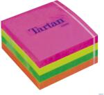 Tartan Öntapadó jegyzettömb, 76x76 mm, 400 lap, TARTAN, vegyes neon színek (LPT7676CN) - kecskemetirodaszer