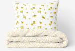 Goldea lenjerie de pat creponată - flori galbene și floricele pe alb 140 x 220 și 50 x 70 cm Lenjerie de pat