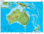  Ausztrália és Óceánia domborzata + vaktérkép, DUO 160*120 cm, laminált, faléces