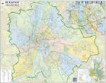  Budapest országgyűlési választókerületeinek falitérképe 2014 - térképtűvel szúrható, keretezett