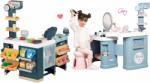 Smoby Set magazin electronic produse mixte cu frigider Maxi Market și măsuță cosmetică Smoby cu frizerie și studio de unghii 3în1 (SM350242-15)