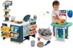 Smoby Set magazin electronic produse mixte cu frigider Maxi Market și cărucior veterinar Smoby cu cățeluș și pat pentru pisică (SM350242-11)