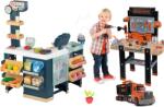 Smoby Set magazin electronic produse mixte cu frigider Maxi Market și atelier de lucru Smoby și camion cu valiză și unelte (SM350242-14)