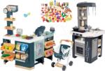 Smoby Set magazin electronic produse mixte cu frigider Maxi Market și bucătărie Tefal Smoby cu sunete și alimente (SM350242-19)