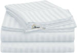HomePuls Cearsaf de pat cu elastic Damasc Bumbac 100% dunga 1 cm, 210x250 cm pentru saltea 160x200 cm, Alb Lenjerie de pat