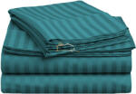HomePuls Cearsaf de pat cu elastic Damasc Bumbac 100% dunga 1 cm, 190x250 cm pentru saltea 140x200 cm, Turcoaz Lenjerie de pat